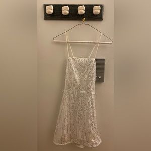 White sequins body con dress